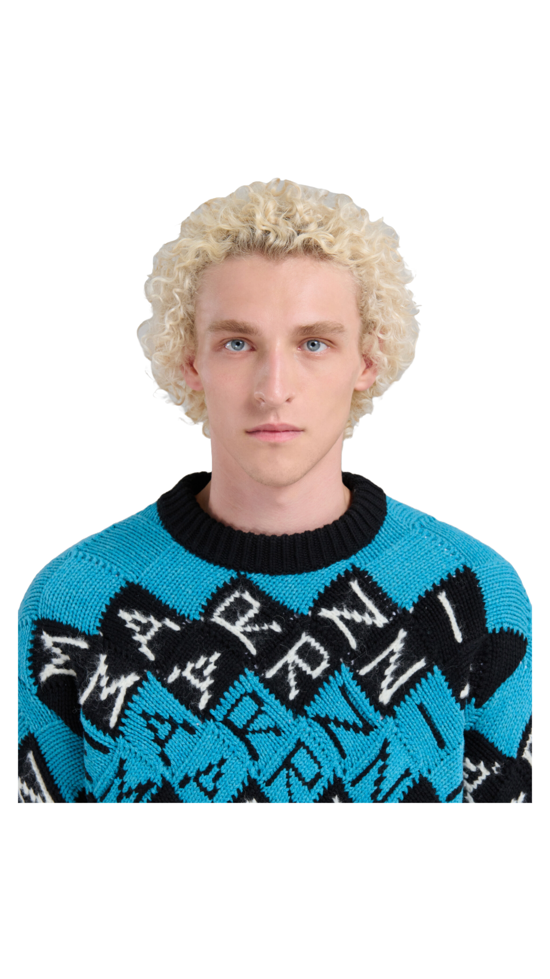 MARNI BLUE AND BLACK WOOL MARNI BLOCK JUMPER