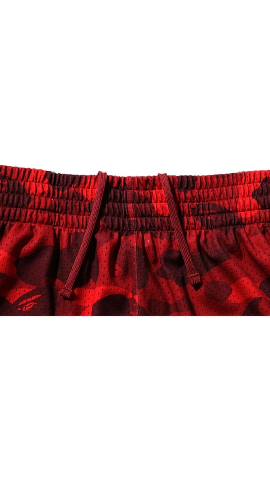 BAPE RED CAMO WIDE FIT BASKETBALL SHORTS MENS