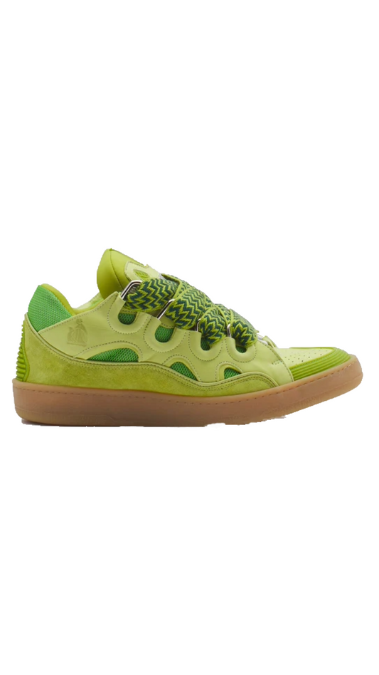LANVIN CURB LEATHER SNEAKERS - GREEN 2