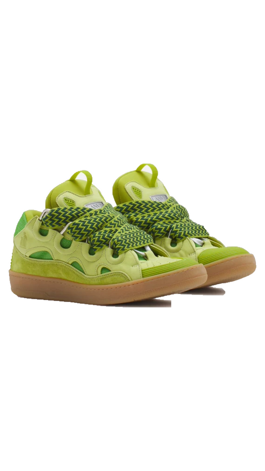 LANVIN CURB LEATHER SNEAKERS - GREEN 2
