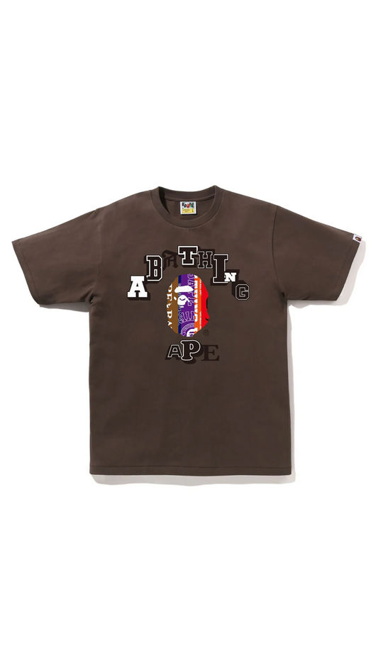 BAPE FANS SCARF COLLEGE TEE (BROWN)
