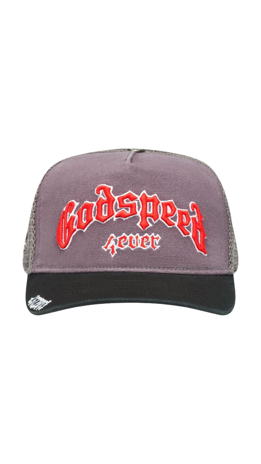 GODSPEED FOREVER TRUCKER HAT (GREY/RED)