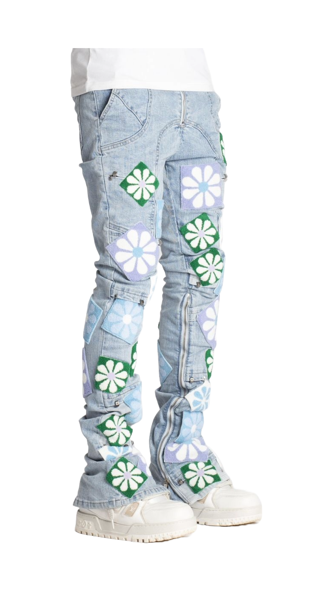 GUAPI AQUA BLUE FLOWERS DENIM