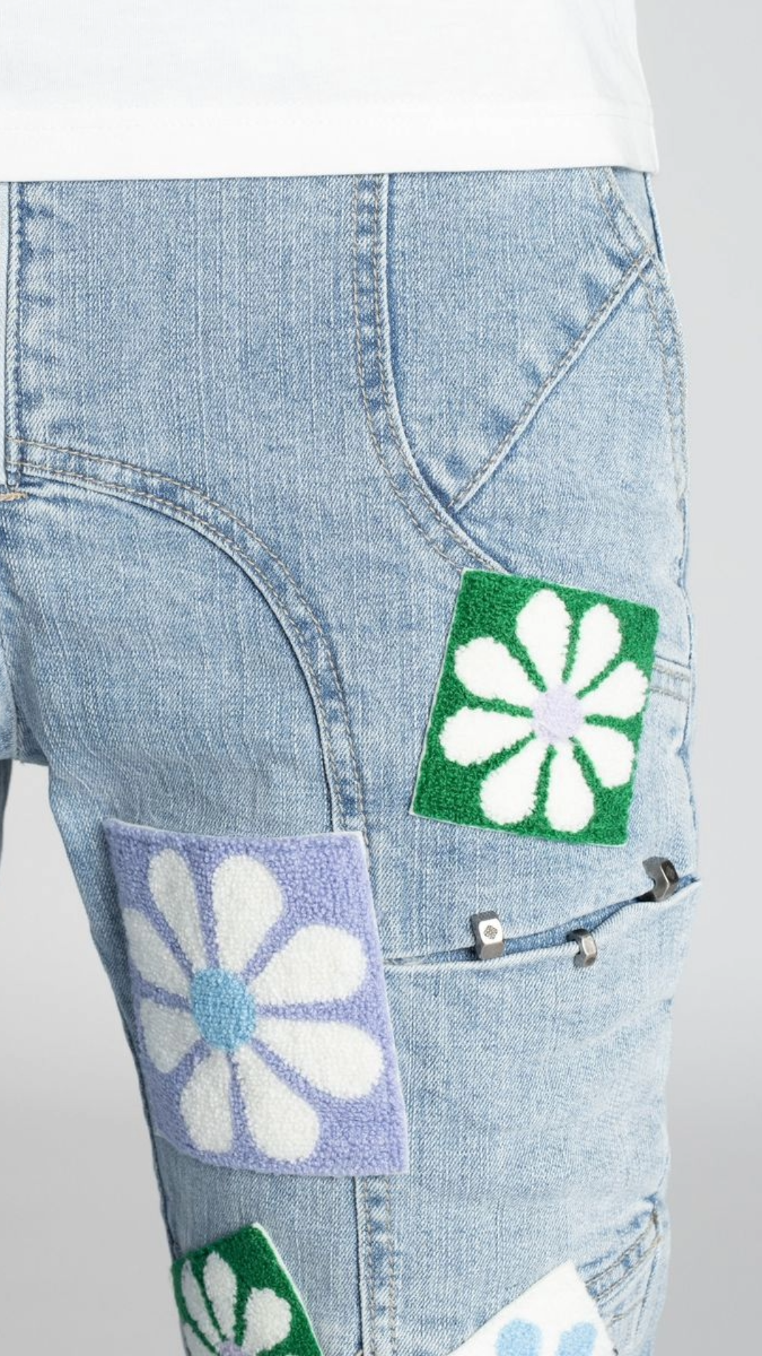 GUAPI AQUA BLUE FLOWERS DENIM