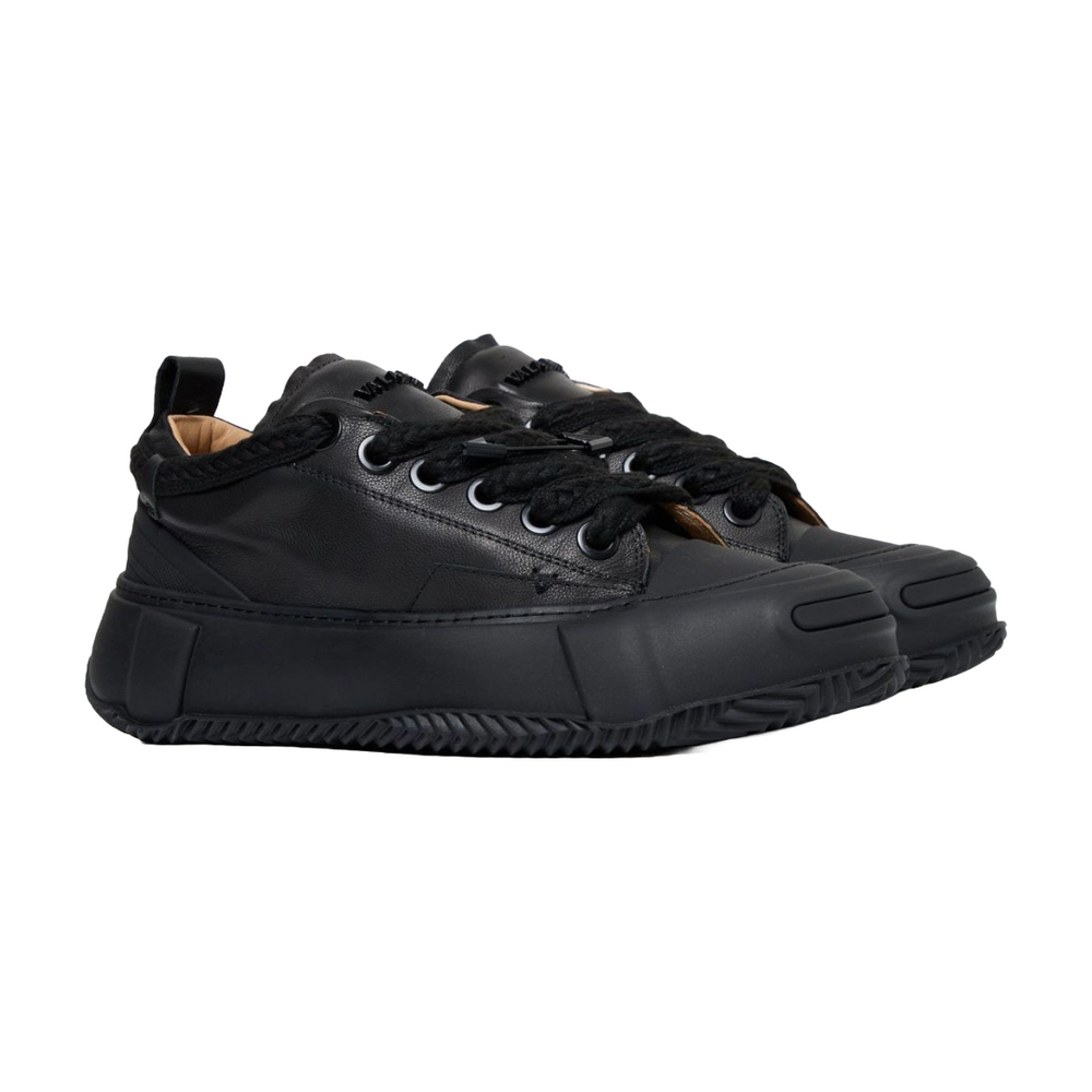 VALABASAS "VISION" BLACK LEATHER LOW TOP SHOES