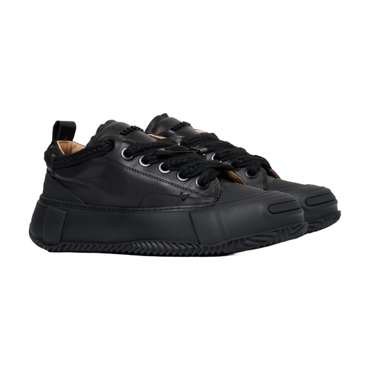 VALABASAS "VISION" BLACK LEATHER LOW TOP SHOES