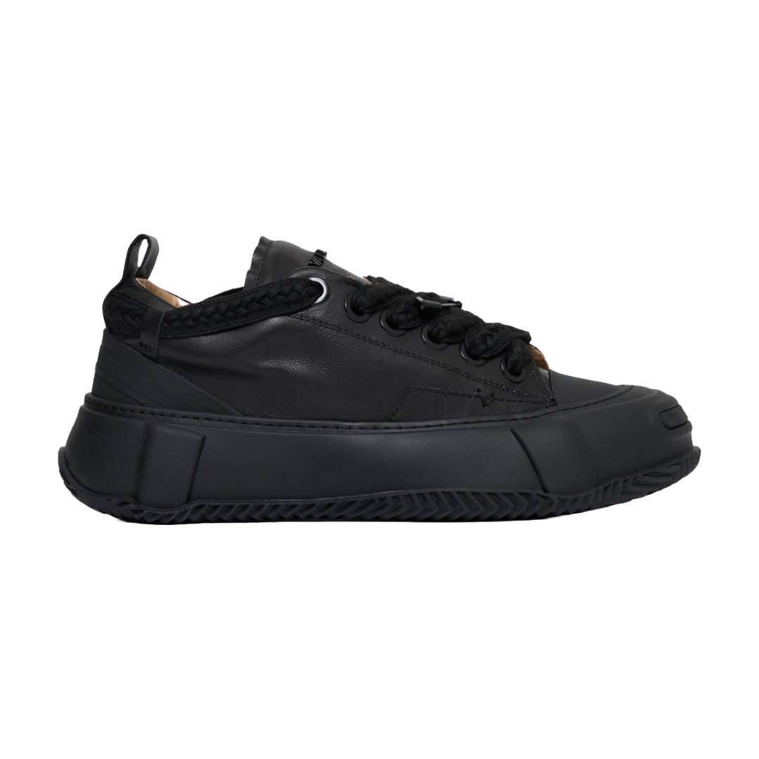 VALABASAS "VISION" BLACK LEATHER LOW TOP SHOES