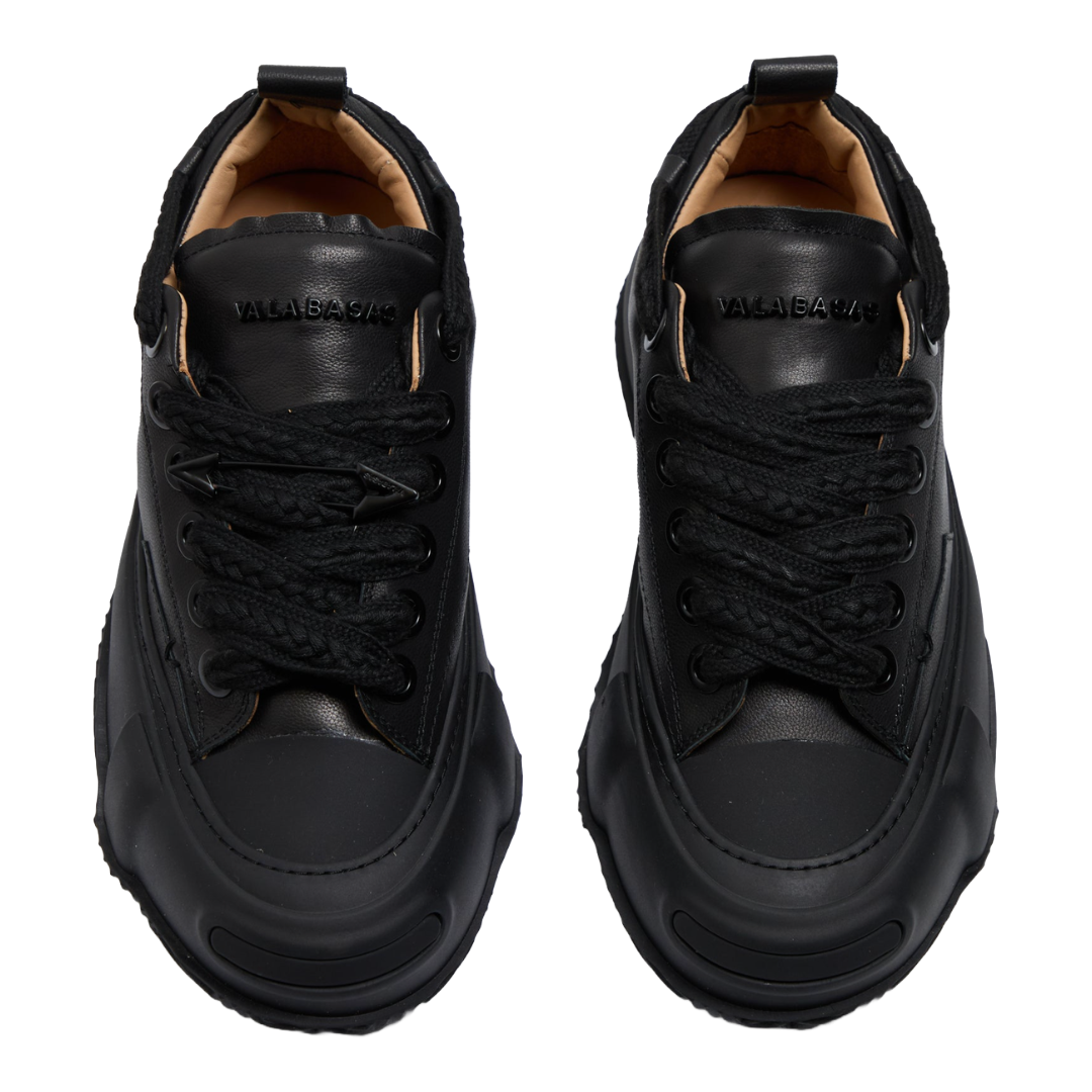 VALABASAS "VISION" BLACK LEATHER LOW TOP SHOES