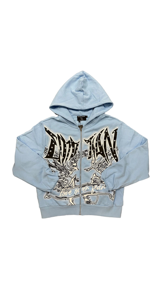 ME BLUE "GRAFFITI" ZIPPER HOODIE