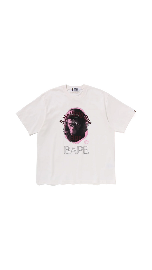 BAPE GARMENT DYE RHINESTONE TEE (WHITE)