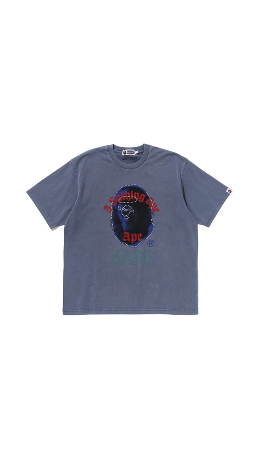 BAPE GARMENT DYE RHINESTONE TEE (CHARCOAL)