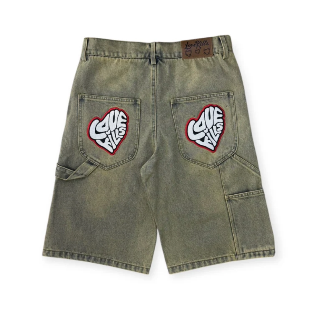 LOVEKILLS EMBOSSED SHORTS (SAND WASH)