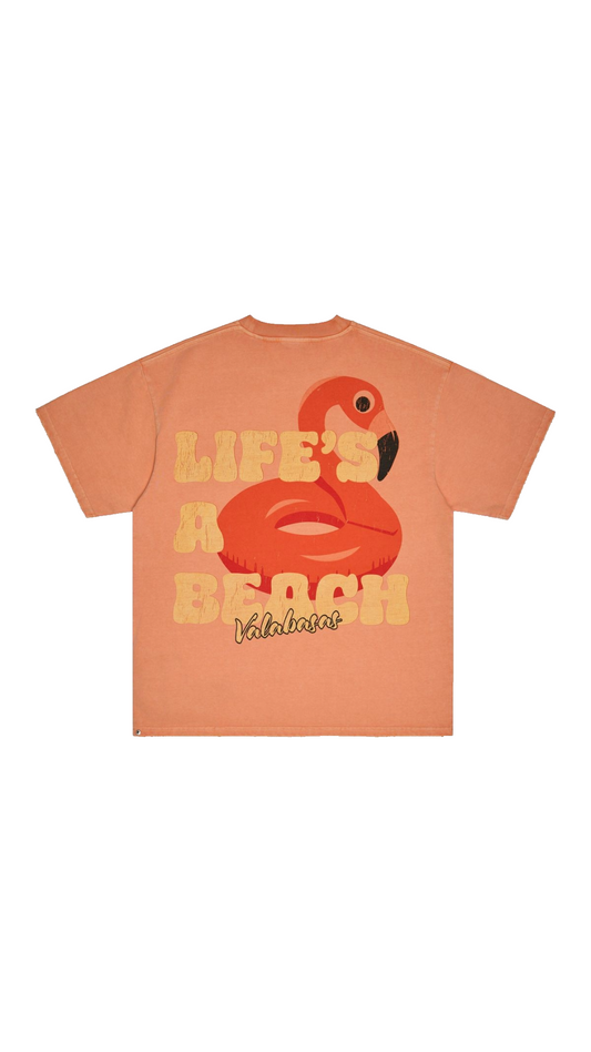 VALABASAS "LIFES A BEACH" TEE (PEACH)
