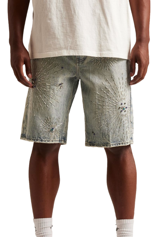 KRYSTOS DENIM SHORTS - BLEACH WASH