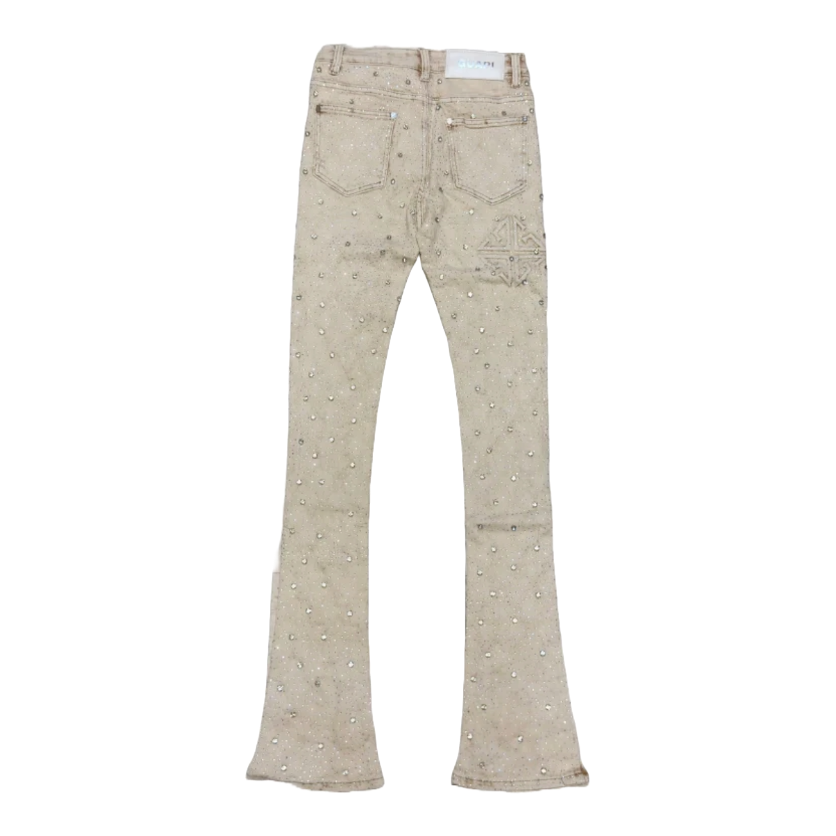 GUAPI LIGHT KHAKI EMBELLISHED STACKED DENIM