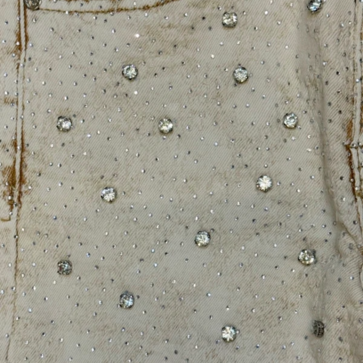 GUAPI LIGHT KHAKI EMBELLISHED STACKED DENIM