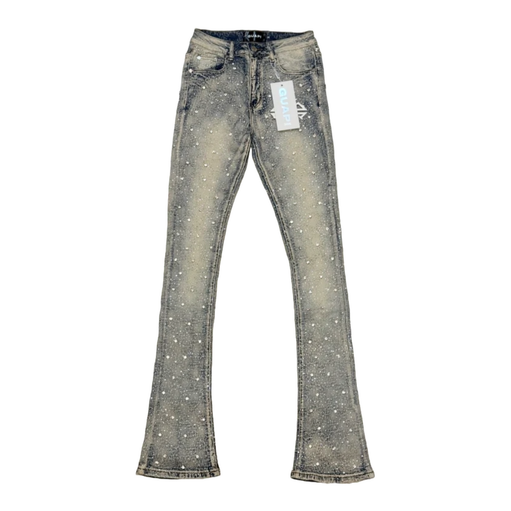 GUAPI VINTAGE WASH EMBELLISHED STACKED DENIM