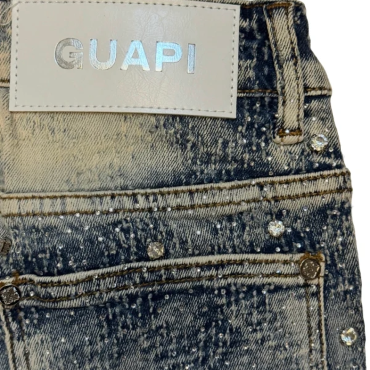 GUAPI VINTAGE WASH EMBELLISHED STACKED DENIM