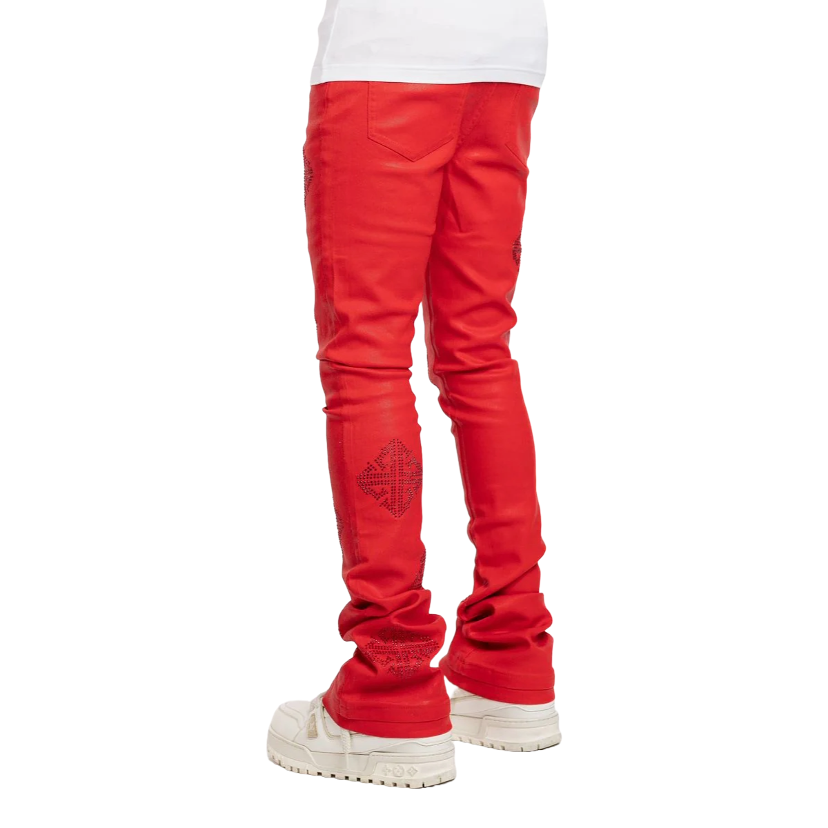 GUAPI CRIMSON RED ICON EMBELLISHED DENIM
