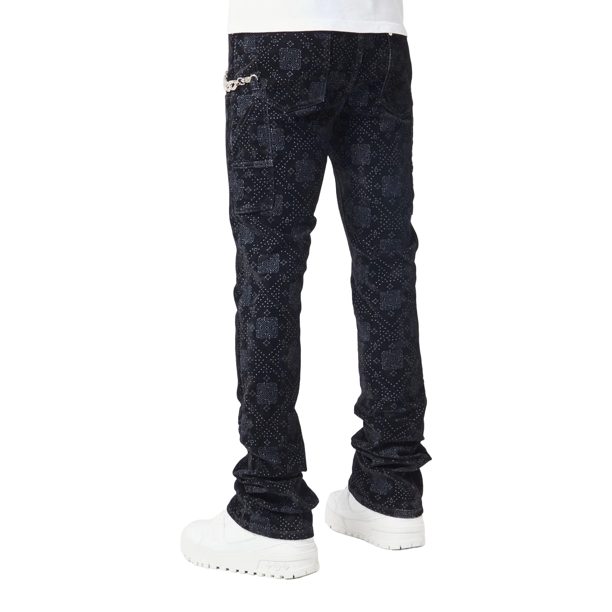 GUAPI ALL BLACK MONOGRAM VELOUR DENIM