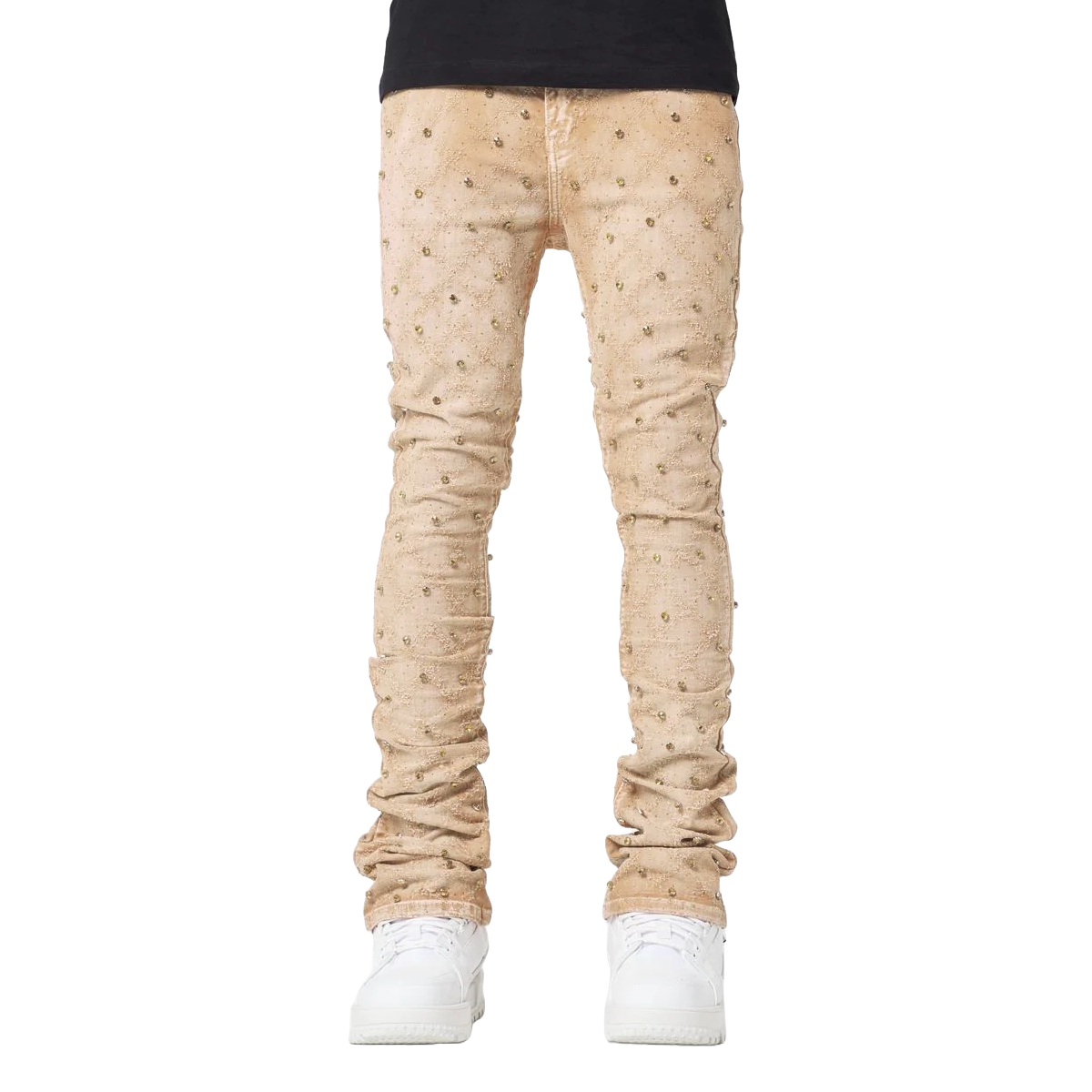 GUAPI VINTAGE KHAKI EMBELLISHED DENIM