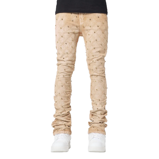 GUAPI VINTAGE KHAKI EMBELLISHED DENIM