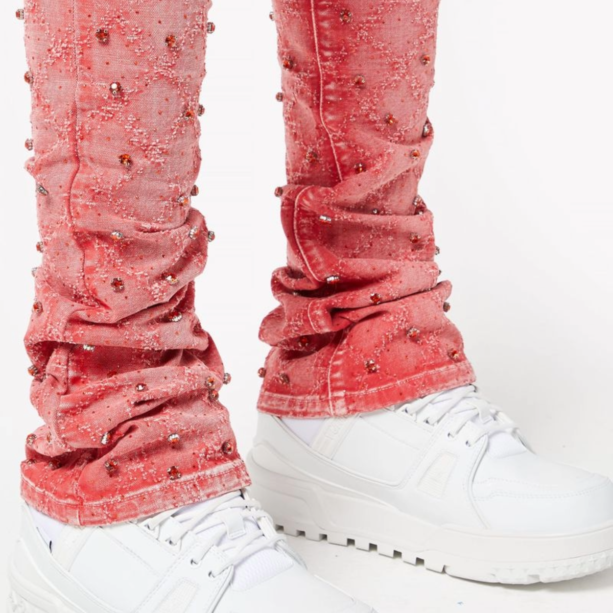 GUAPI VINTAGE RED EMBELLISHED DENIM