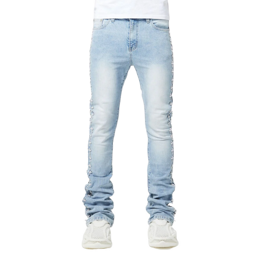 GUAPI VINTAGE BLUE CROSSES EMBELLISHED DENIM