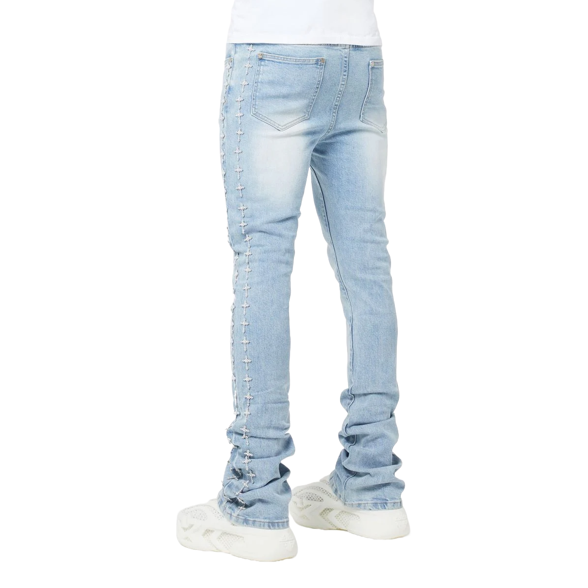GUAPI VINTAGE BLUE CROSSES EMBELLISHED DENIM