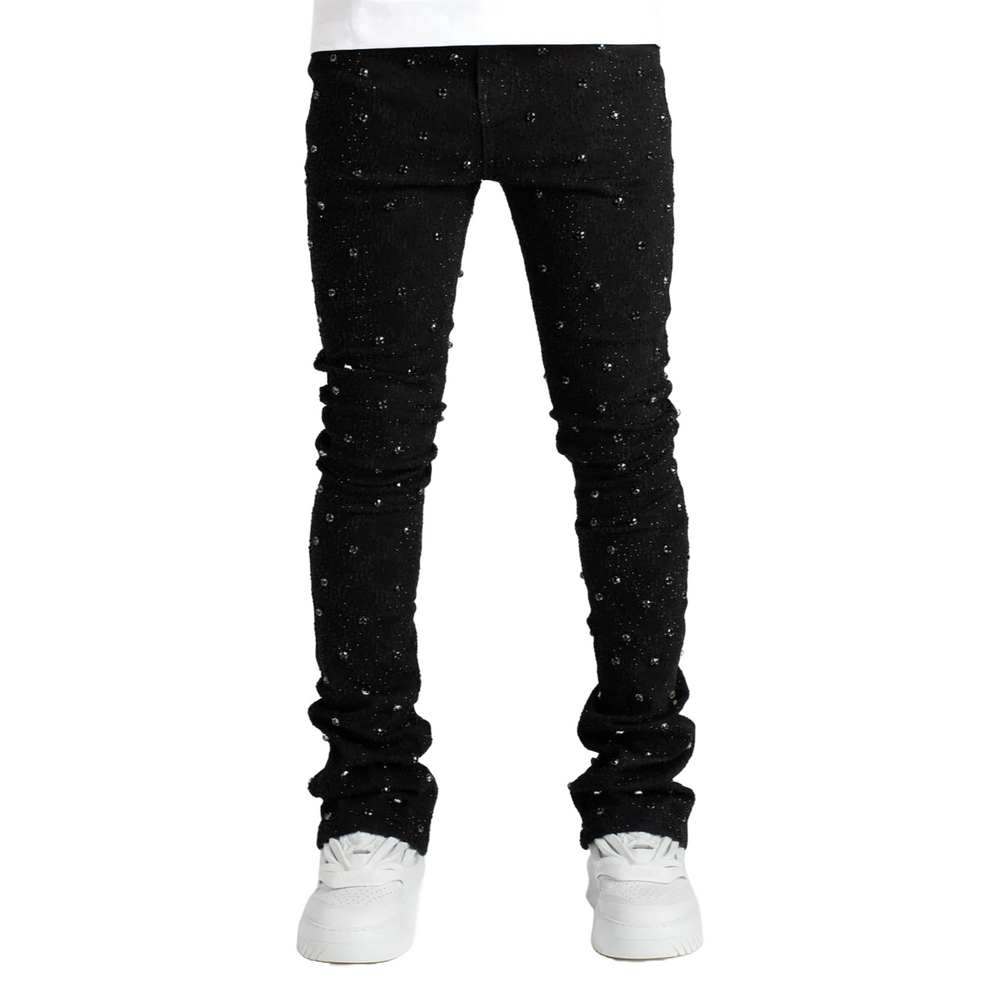 GUAPI ALL BLACK EMBELLISHED DENIM