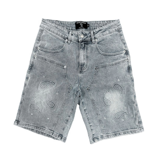 ME 'PAISLEY' BLUE DENIM SHORTS