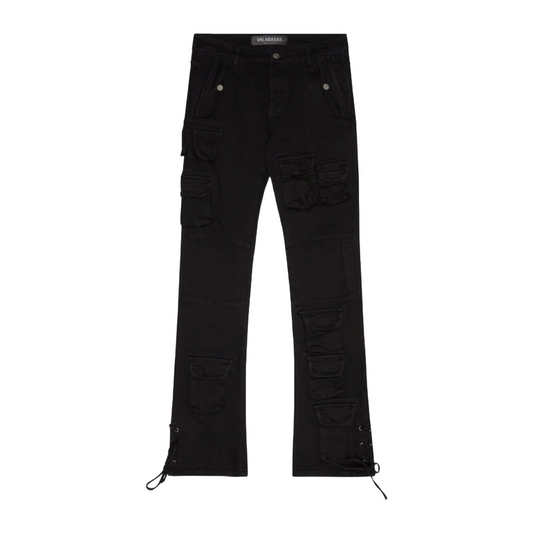 VALABASAS "NAVIGATOR" BLACK STACKED FLARE JEANS