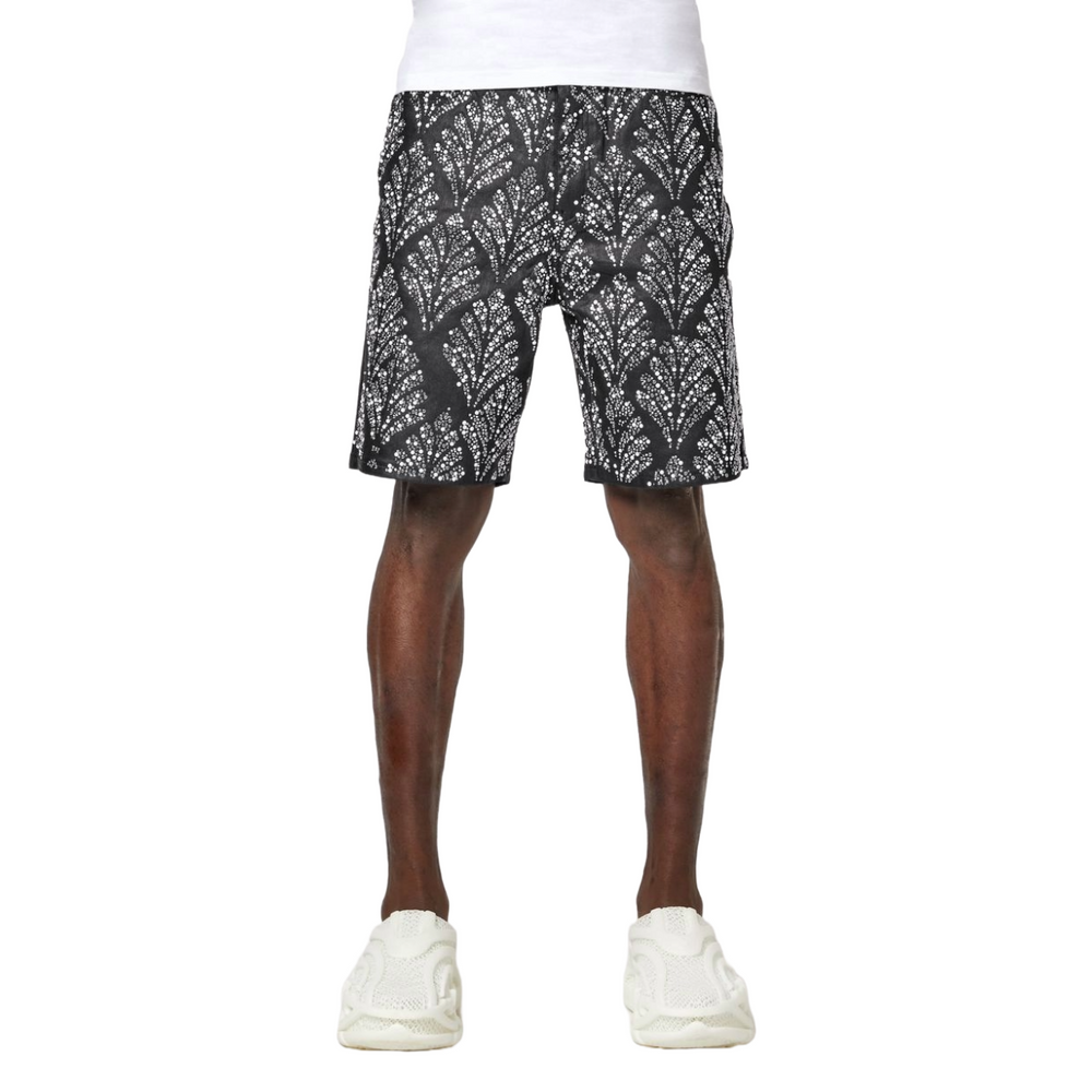 GUAPI OBSIDIAN BLACK EMBELLISHED DENIM SHORTS