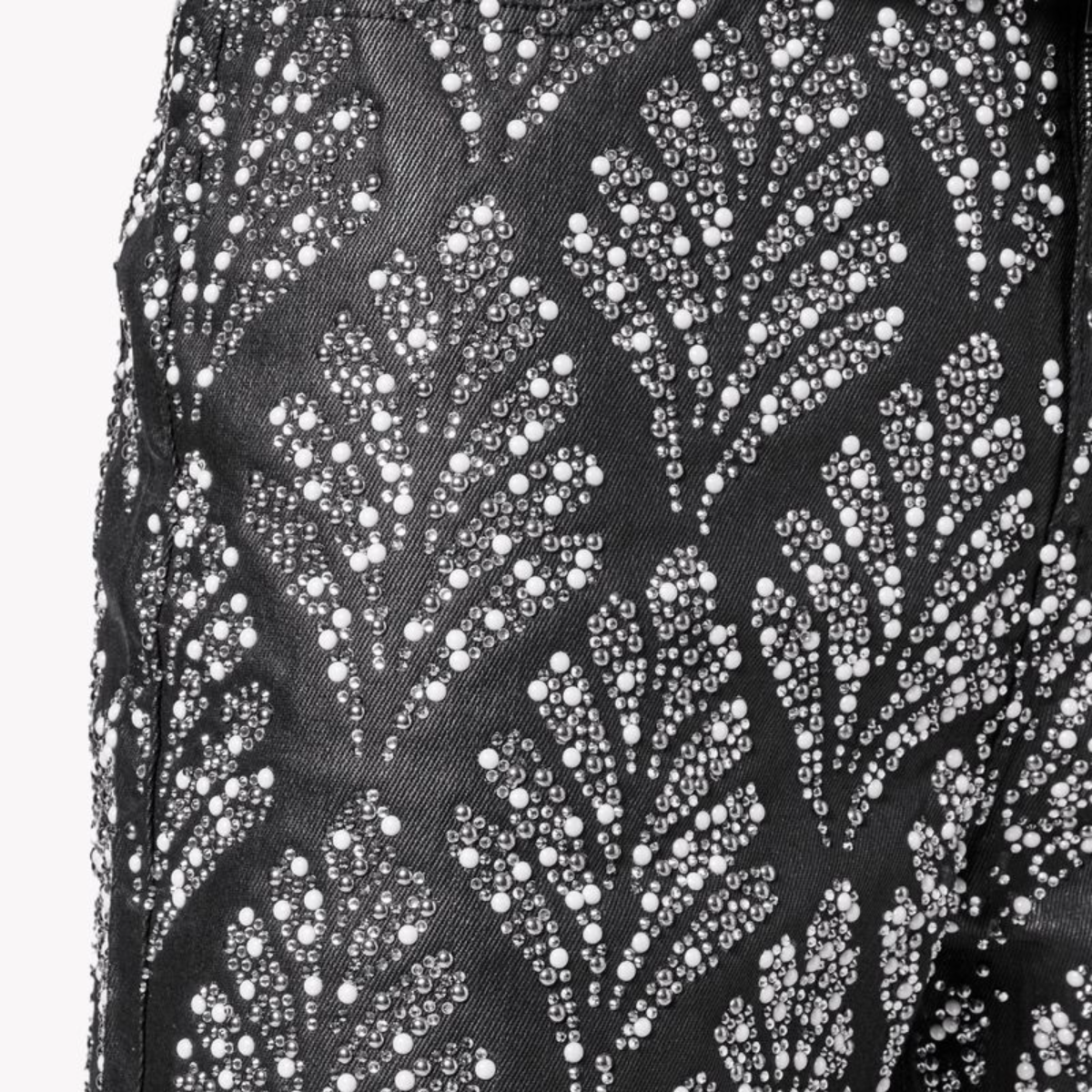 GUAPI OBSIDIAN BLACK EMBELLISHED DENIM SHORTS