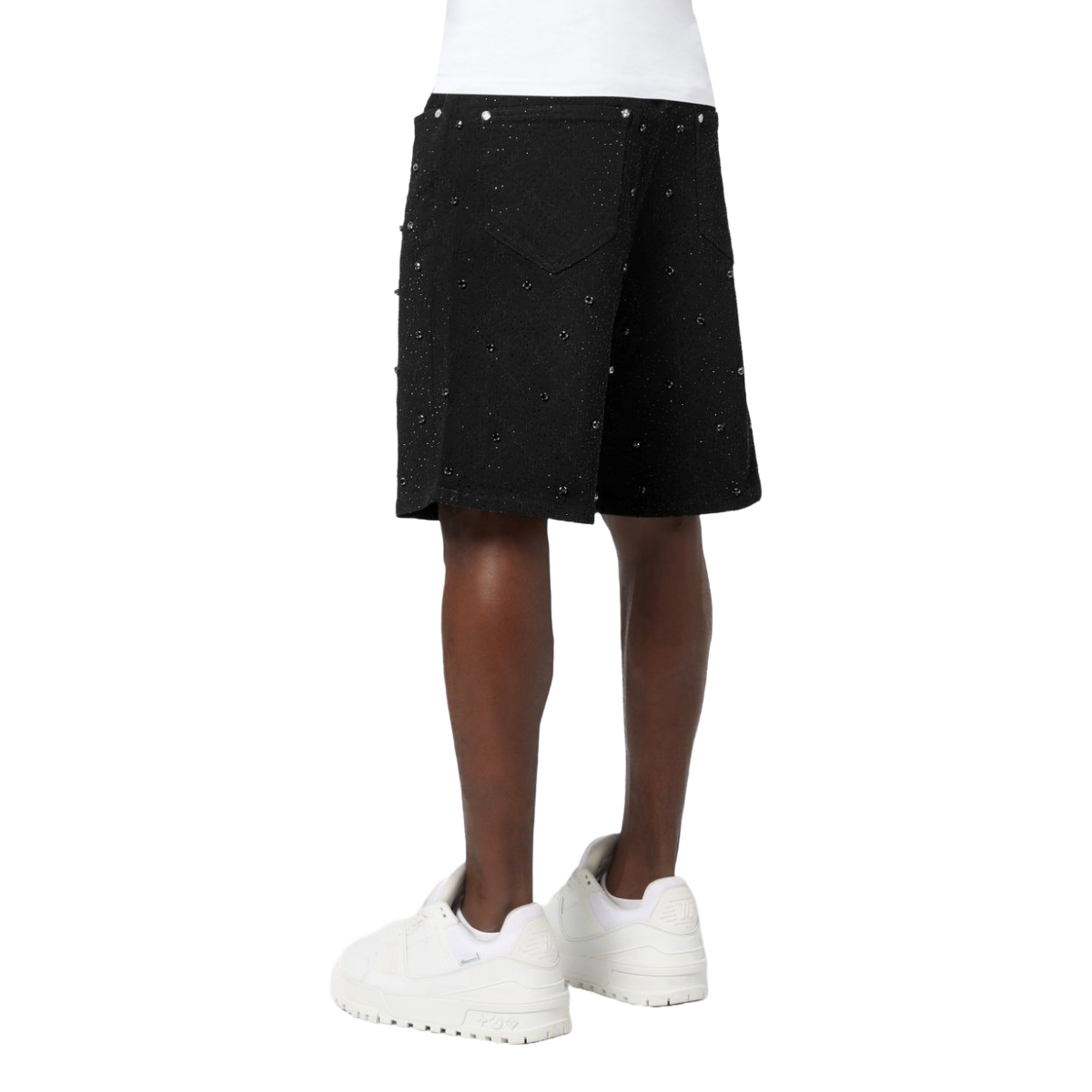 GUAPI ALL BLACK EMBELLISHED DENIM SHORTS