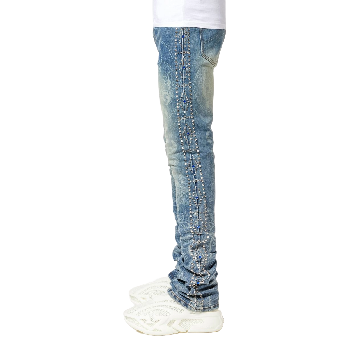 GUAPI AQUA BLUE RIVETS STACKED DENIM