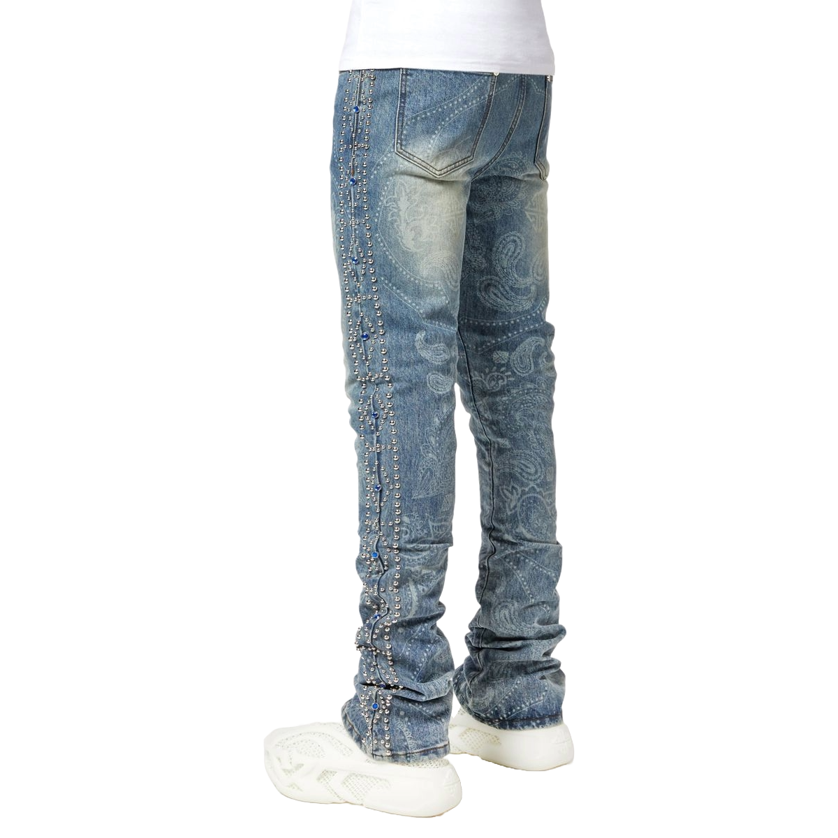 GUAPI AQUA BLUE RIVETS STACKED DENIM