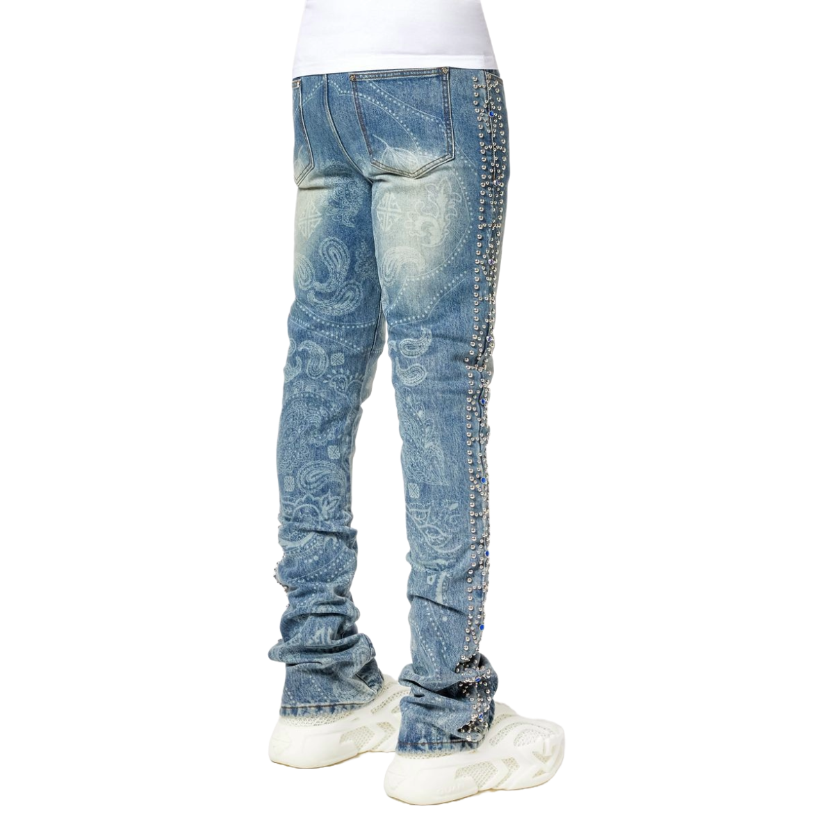GUAPI AQUA BLUE RIVETS STACKED DENIM