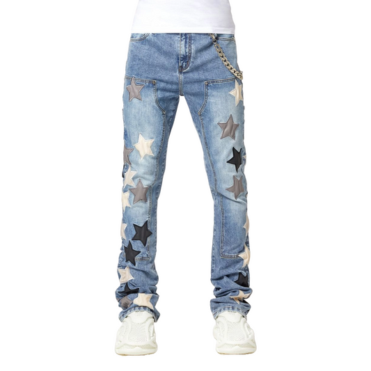 GUAPI AQUA BLUE VINTAGE STARS DENIM