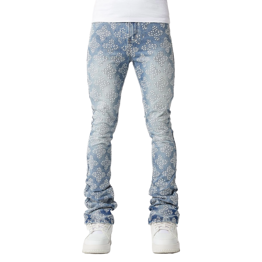 GUAPI AQUA BLUE EMBELLISHED DENIM V4
