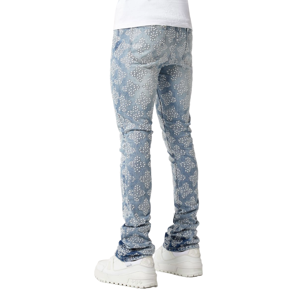GUAPI AQUA BLUE EMBELLISHED DENIM V4