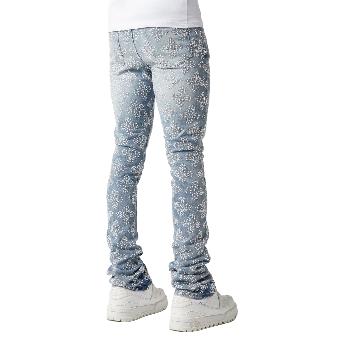 GUAPI AQUA BLUE EMBELLISHED DENIM V4