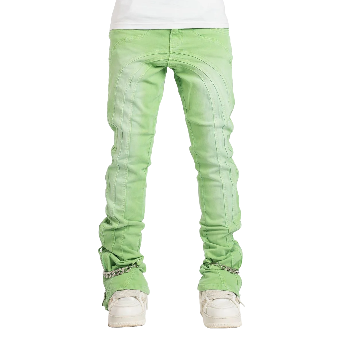 GUAPI チェーン デニム パンツ　スライムグリーンGREEN GUAPI CYPHER GREEN CHAIN DENIM – Royalty DFW