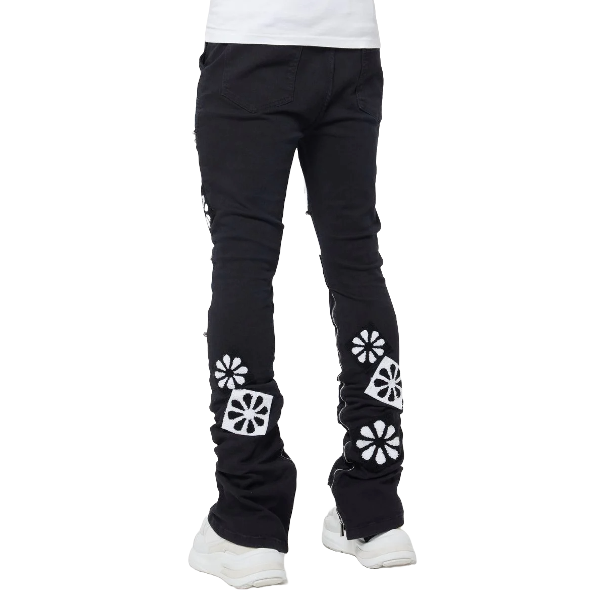 GUAPI OBSIDIAN BLACK FLOWERS DENIM