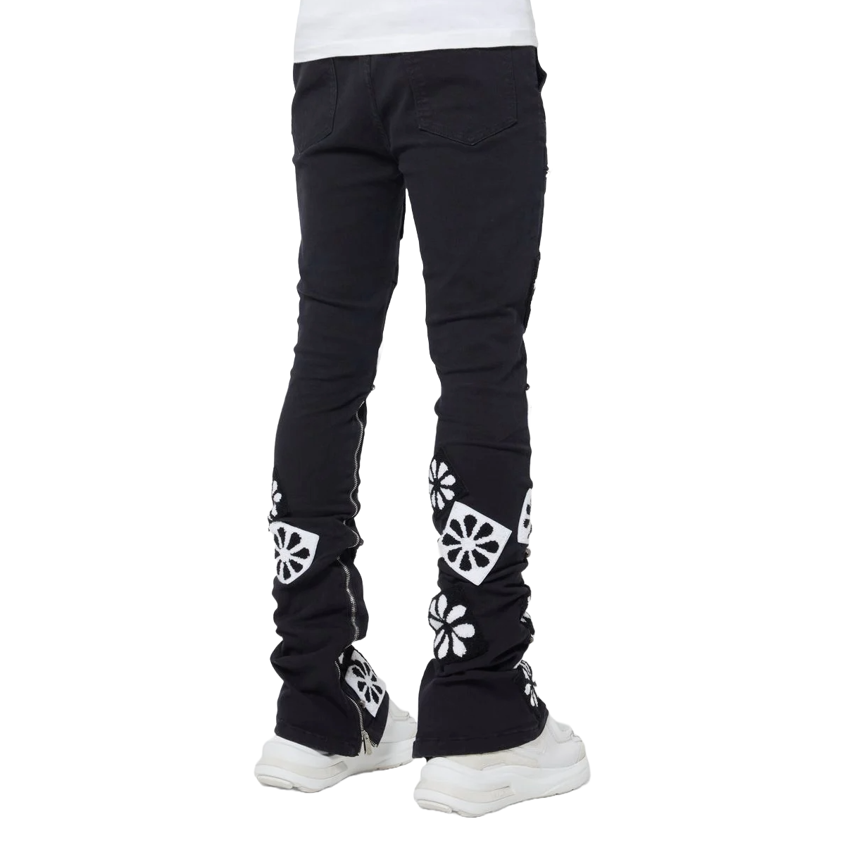 GUAPI OBSIDIAN BLACK FLOWERS DENIM