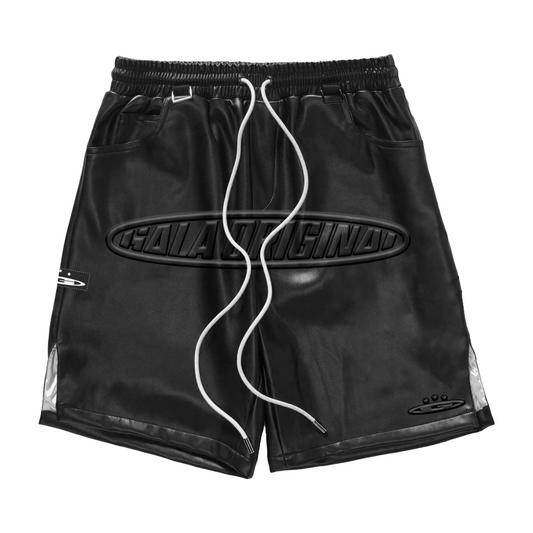 GALA STAMP LEATHER SHORTS - BLACK