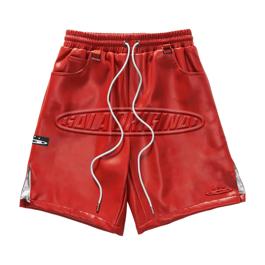 GALA STAMP LEATHER SHORTS - RED