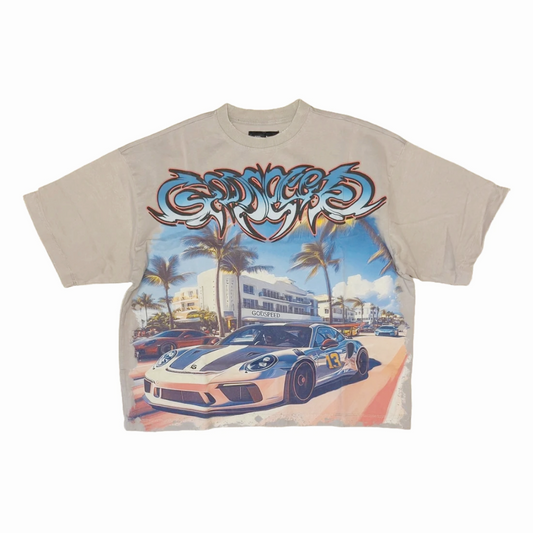 GODSPEED CAR MEET MIAMI TEE (STONE WASH)