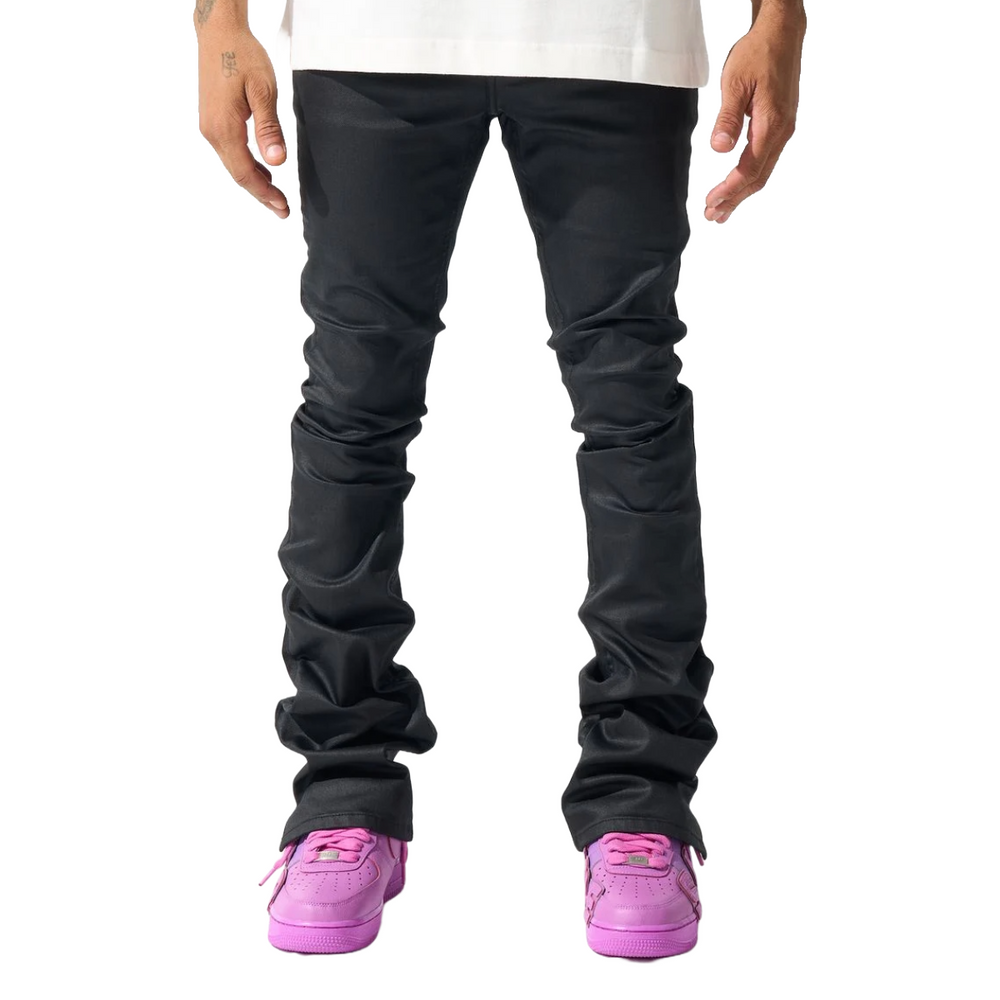SERENEDE "CAVIAR" WAX STACKED JEANS