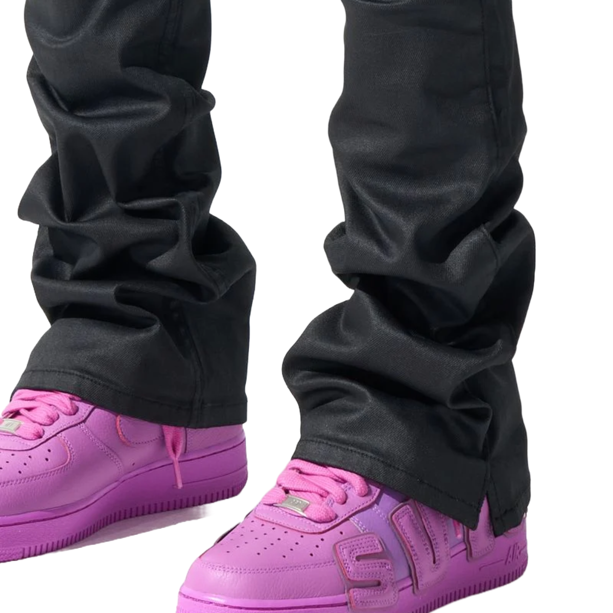 SERENEDE "CAVIAR" WAX STACKED JEANS